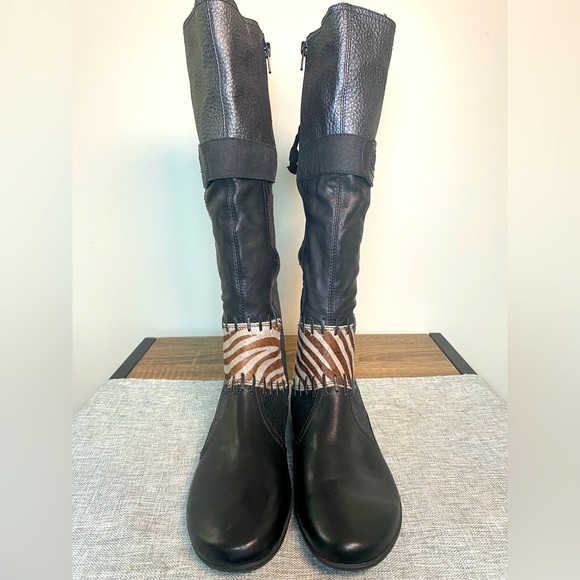 Mam’Zelle (Size 6) Tall Patterned Leather with Stitch Detail Knee High Boots - Picture 1 of 8